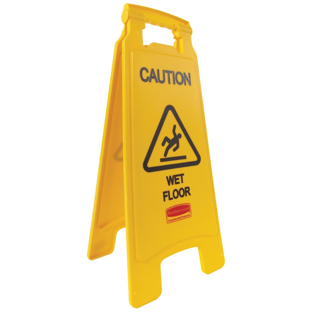 FG611277YEL FLOOR SIGN WITH / CAUTION WET FLOOR 25" YELLOW